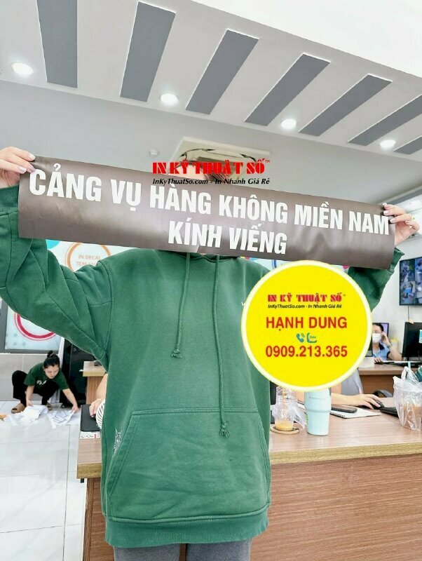 In dải băng tang kính viếng vải Silk đen chữ trắng tên công ty doanh nghiệp viếng tang, in nhanh lấy liền 30 phút