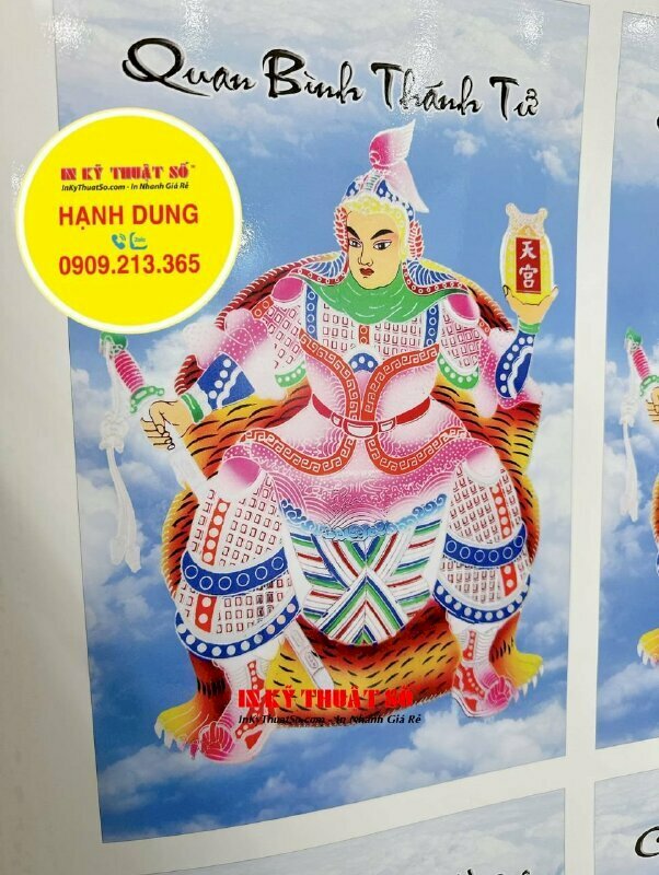 In tranh thờ thần bản mệnh phái nam Quan Bình Thánh Tử