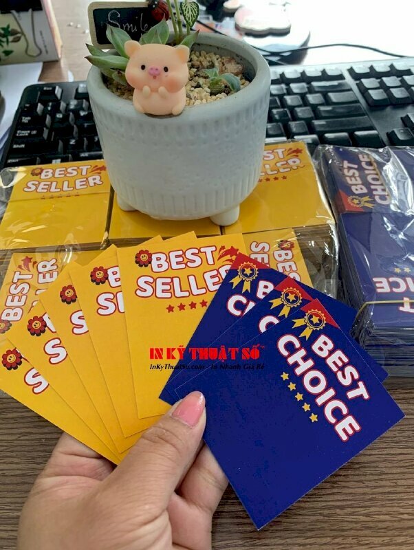 In card nhựa Best Choice, Best Seller kích thước 6cm x 7.5cm