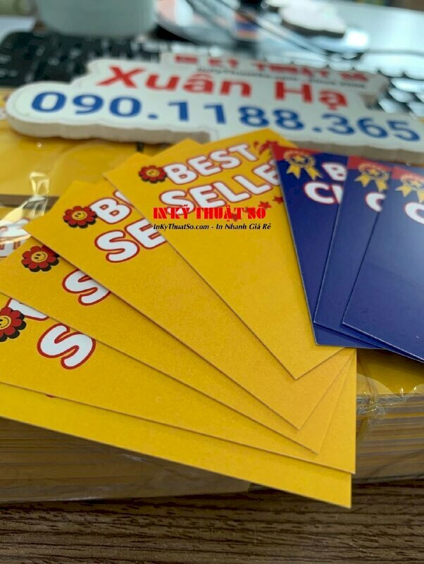 Card nhựa mỏng in laser 2 mặt, ép mờ và cắt hình chữ nhật