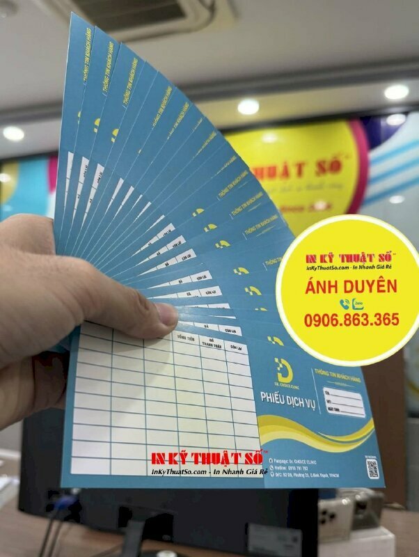 Phiếu liệu trình chăm sóc da in theo yêu cầu được in 2 mặt sắc nét