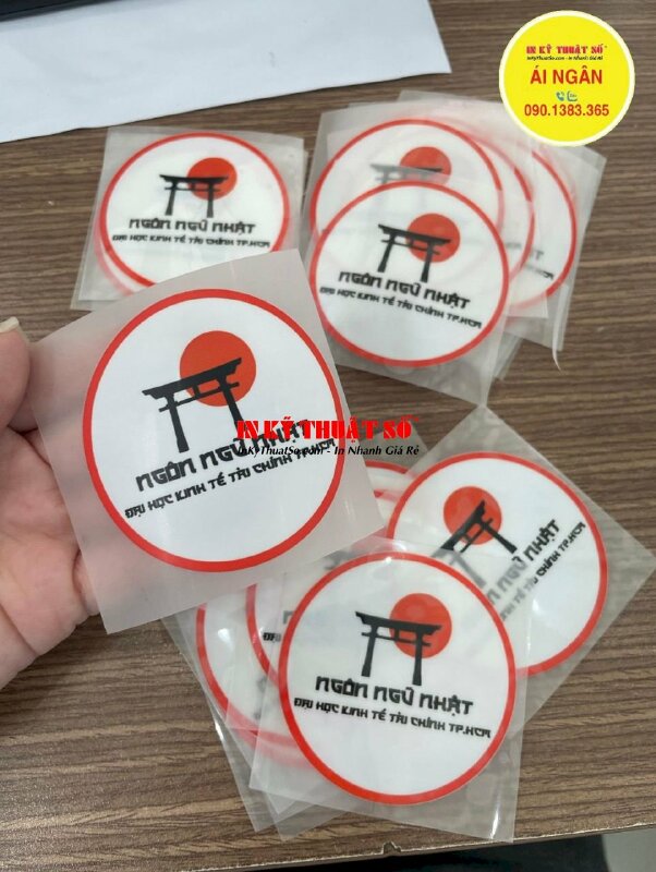 Decal in chuyển nhiệt lên vải, in Decal Pet nhiệt logo Khoa ngôn ngữ Nhật trường đại học - INKTS1834