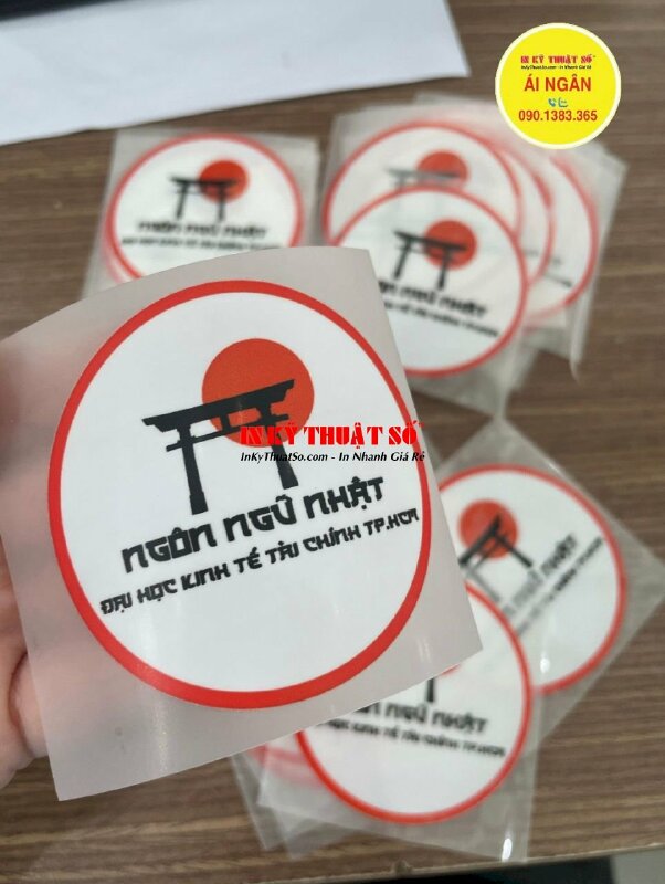 Decal in chuyển nhiệt lên vải, in Decal Pet nhiệt logo Khoa ngôn ngữ Nhật trường đại học - INKTS1834