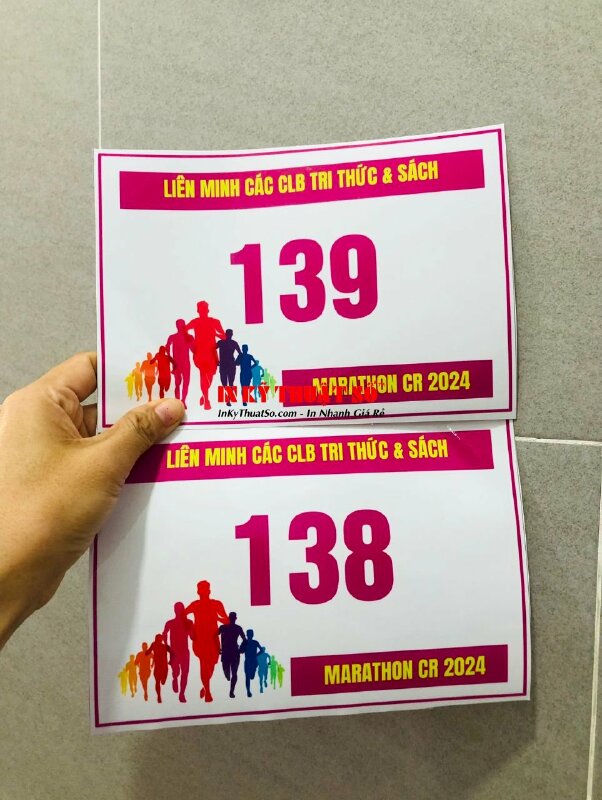 In BIB giải chạy bộ khổ A5, in Decal sữa bảng tên BIB Marathon dán áo vận động viên - INKTS1846