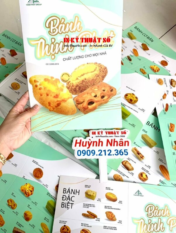 In brochure tiệm bánh ngọt, brochure A3 in Offset giấy C250gsm, gia công cấn 1 đường - INKTS1785