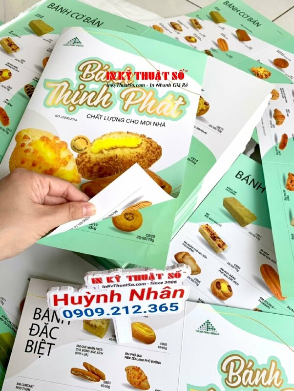 In brochure tiệm bánh ngọt, brochure A3 in Offset giấy C250gsm, gia công cấn 1 đường - INKTS1785