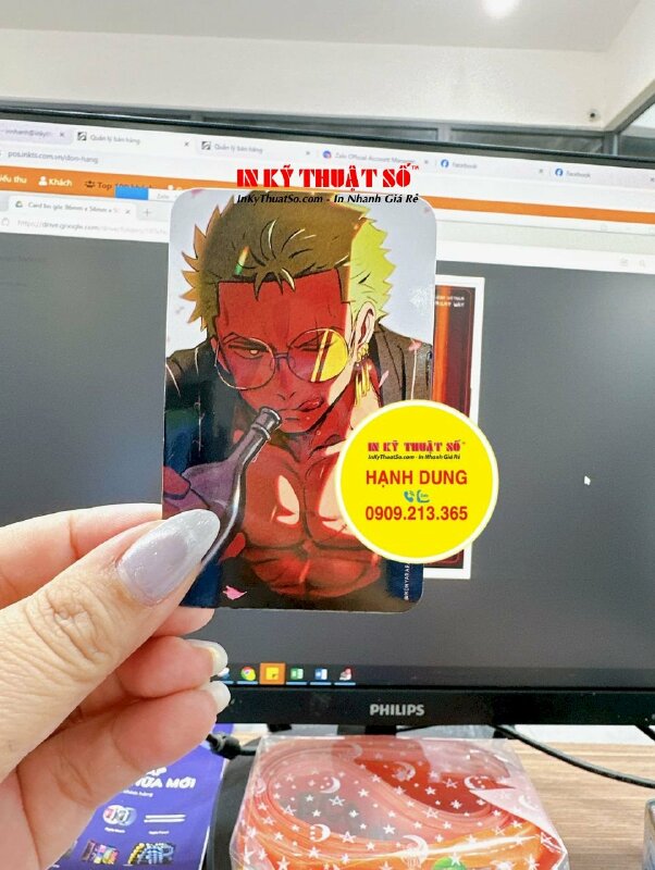 In card bo góc anime Zoro Sanji One Piece, in card anime giấy C300 in 2 mặt cán bóng - INKTS1741