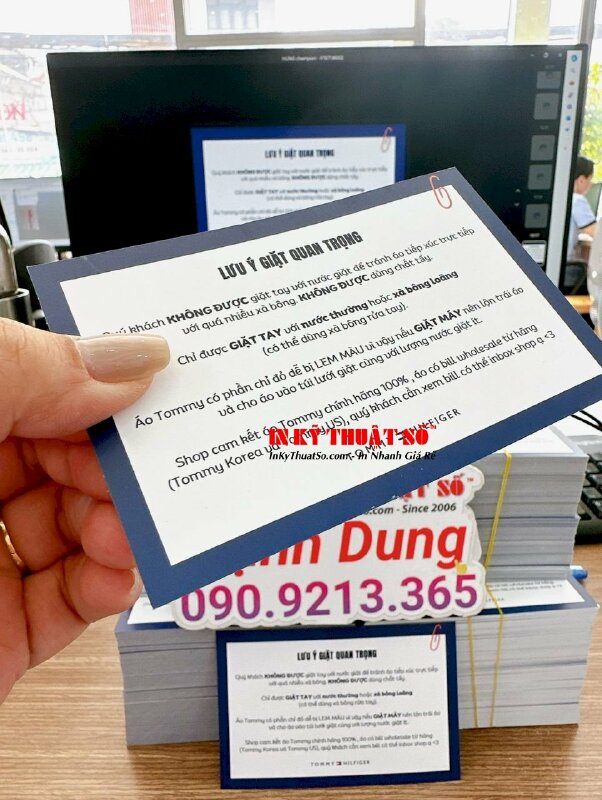 In card lưu ý giặt quan trọng gửi kèm sản phẩm quần áo thời trang, in giấy hướng dẫn sử dụng giặt ủi - INKTS1211