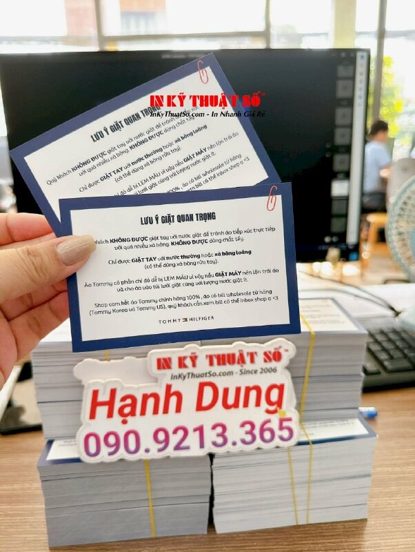 In card lưu ý giặt quan trọng gửi kèm sản phẩm quần áo thời trang, in giấy hướng dẫn sử dụng giặt ủi - INKTS1211