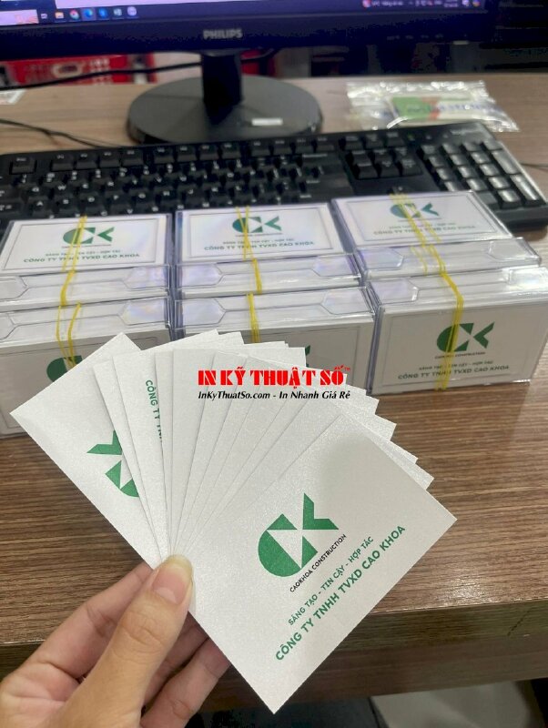 In card visit lấy liền, card visit giấy mỹ thuật nhũ bạc, card visit công ty tư vấn xây dựng - INKTS1774