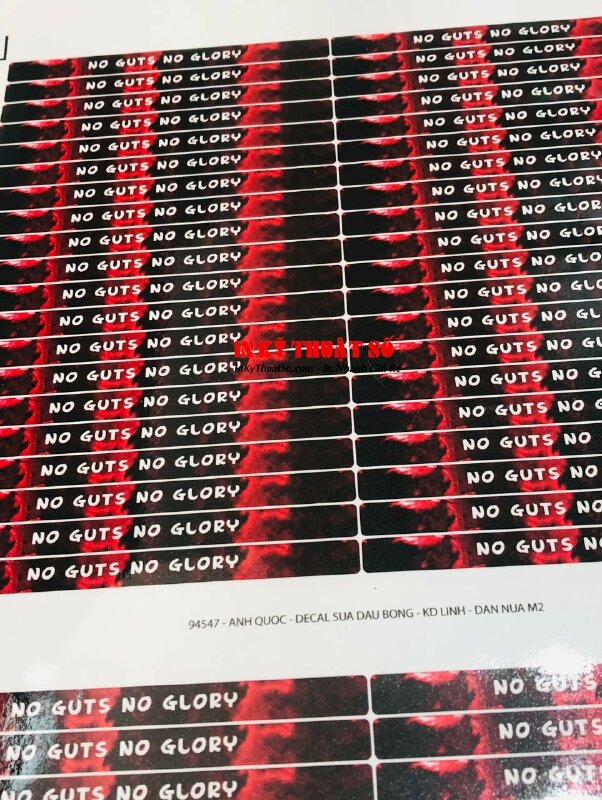 In tem dán theo yêu cầu, Decal sữa in tem dán slogan No Guts No Glory - INKTS1762