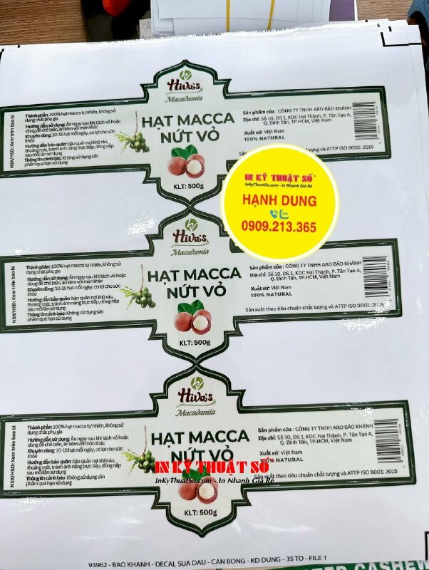 In tem hạt macca nứt vỏ, Decal sữa in tem nhãn dán hộp đựng sản phẩm - INKTS1749