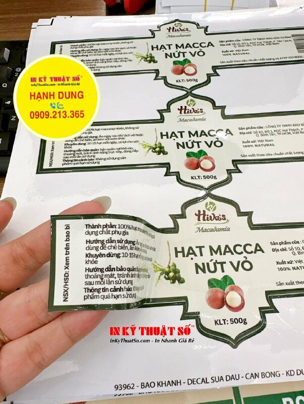 In tem hạt macca nứt vỏ, Decal sữa in tem nhãn dán hộp đựng sản phẩm - INKTS1749