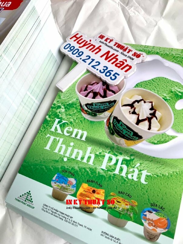 In tờ rơi khổ A4 quảng cáo sản phẩm kem ly, kem dẻo trái cây, sữa chua yoghurt - INKTS1784