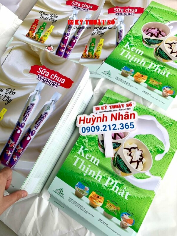 In tờ rơi khổ A4 quảng cáo sản phẩm kem ly, kem dẻo trái cây, sữa chua yoghurt - INKTS1784