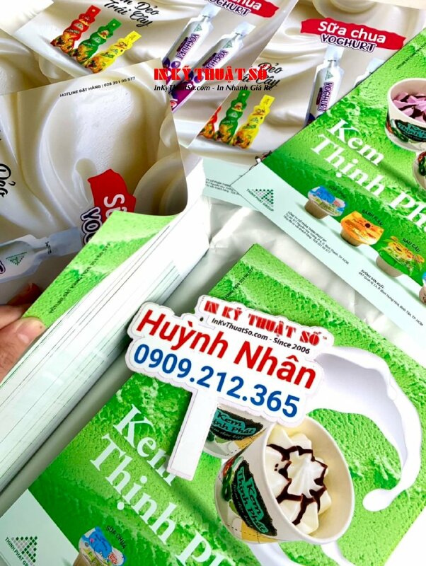 In tờ rơi khổ A4 quảng cáo sản phẩm kem ly, kem dẻo trái cây, sữa chua yoghurt - INKTS1784