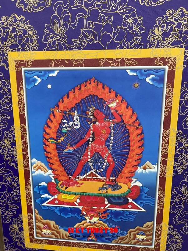 In tranh Phật giáo Mật Tông Vajrayogini Kim Cương Du Già Thánh Nữ, tranh Canvas nẹp gỗ 2 đầu - INKTS1840