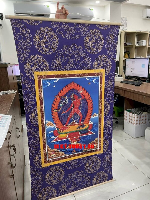 In tranh Phật giáo Mật Tông Vajrayogini Kim Cương Du Già Thánh Nữ, tranh Canvas nẹp gỗ 2 đầu - INKTS1840