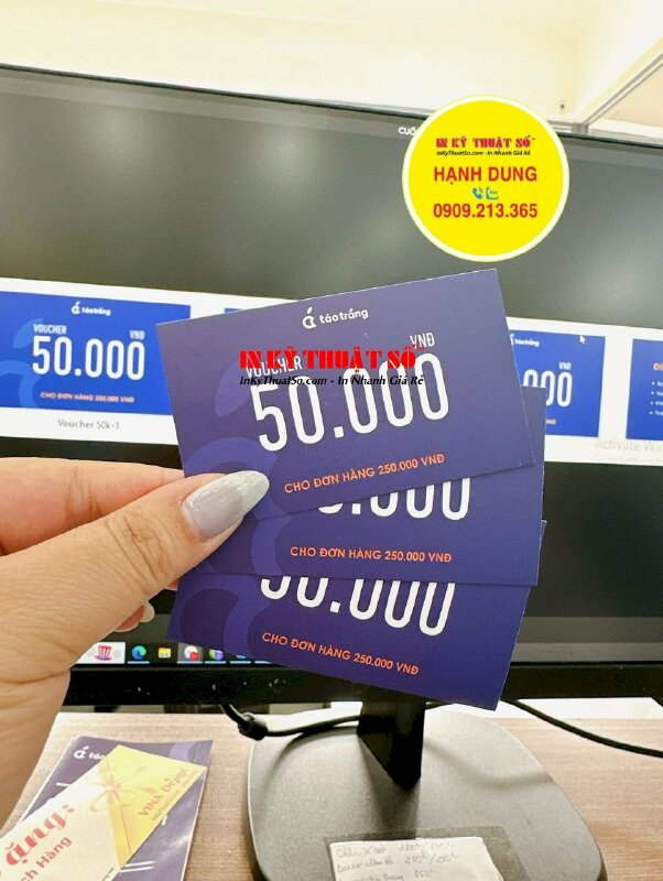 In Voucher giá rẻ tại TPHCM cho shop điện thoại, smartphone, in Voucher 50.000đ cho đơn hàng - INKTS1744