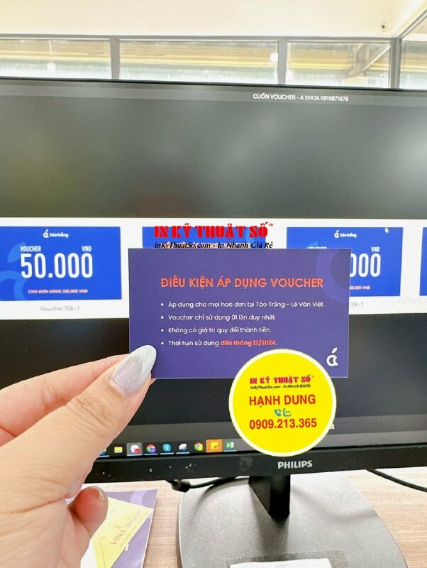 In Voucher giá rẻ tại TPHCM cho shop điện thoại, smartphone, in Voucher 50.000đ cho đơn hàng - INKTS1744