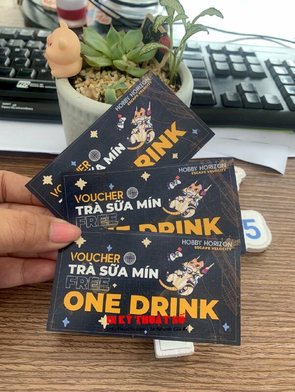 In voucher quà tặng sự kiện Lễ hội festival, voucher trà sữa free one drink cho Event - INKTS1820