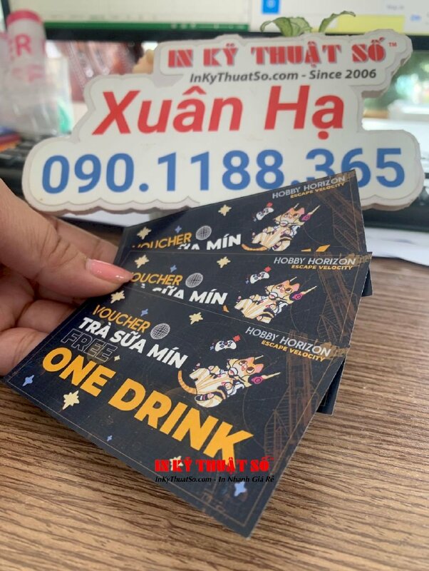 In voucher quà tặng sự kiện Lễ hội festival, voucher trà sữa free one drink cho Event - INKTS1820