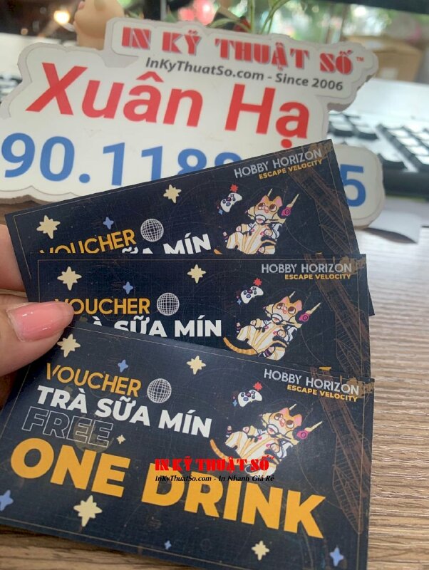 In voucher quà tặng sự kiện Lễ hội festival, voucher trà sữa free one drink cho Event - INKTS1820