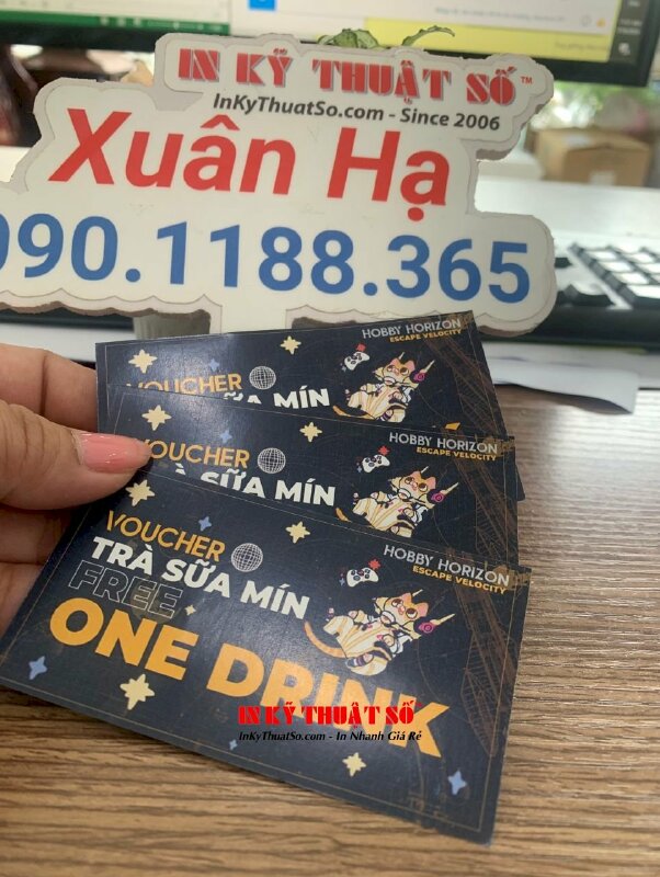 In voucher quà tặng sự kiện Lễ hội festival, voucher trà sữa free one drink cho Event - INKTS1820