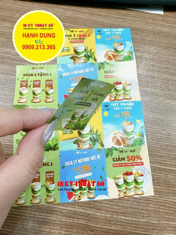 In xấp phiếu quà tặng, giảm giá Voucher gửi kèm đơn hàng cho quán trà ô long nguyên bản - INKTS1745