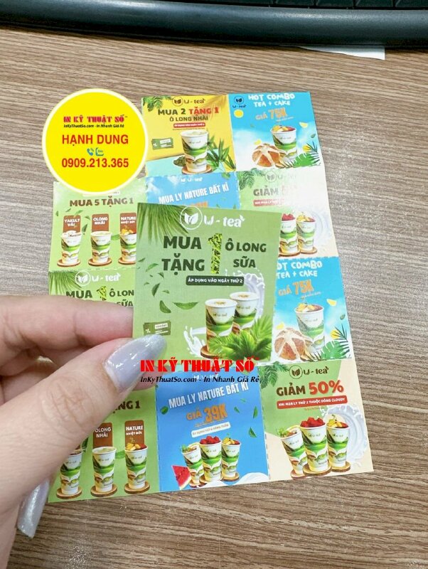 In xấp phiếu quà tặng, giảm giá Voucher gửi kèm đơn hàng cho quán trà ô long nguyên bản - INKTS1745