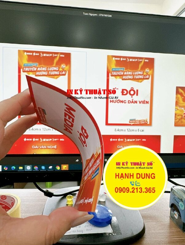 Làm thẻ đeo ban tổ chức sự kiện Đội Media, Đội Hướng Dẫn Viên, thẻ giấy Couche - INKTS1810