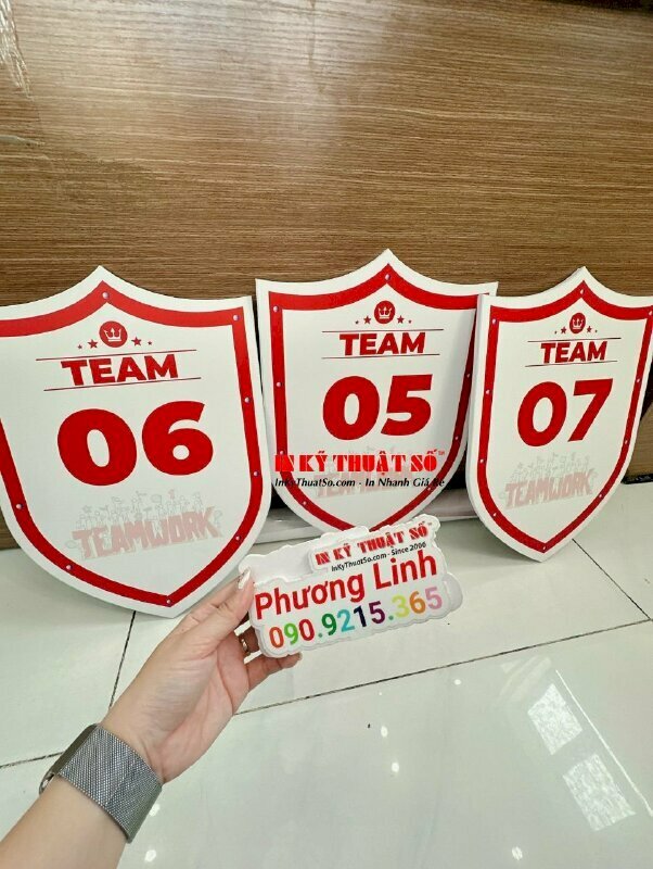 In mô hình formex khiên biển số Team 01, 02, 03, 04, 05, 06, 07