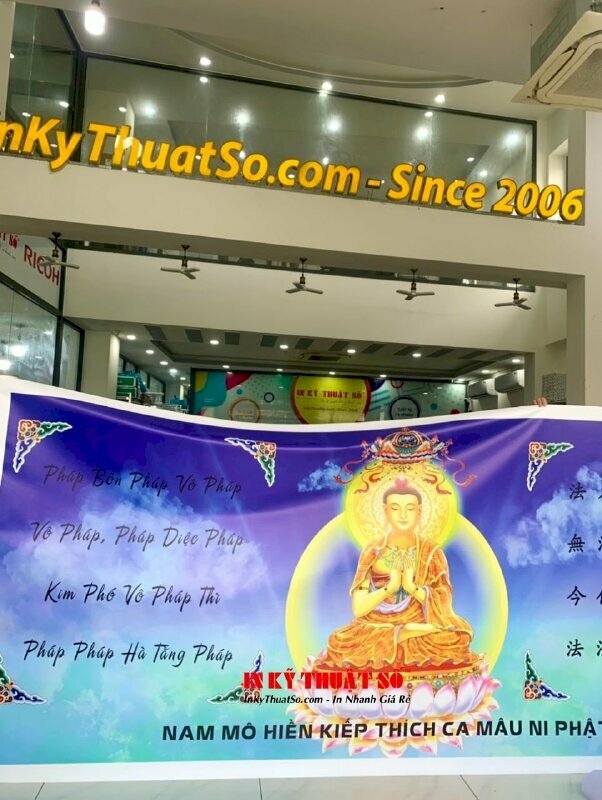 In tranh cúng dường cho Chùa, tranh Canvas khổ lớn tính giá theo m2 đặt in