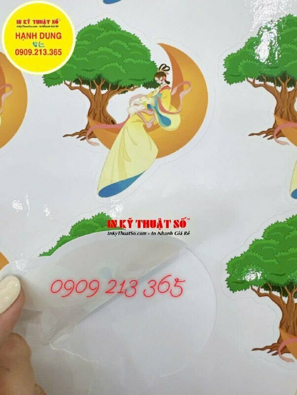 In sticker Trung thu chị Hằng thỏ Ngọc, Decal hình dán Hằng Nga chibi nhiều kích thước