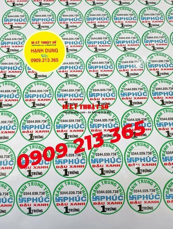 In tem nhãn decal dán bao bì đánh dấu nhân bánh Trung Thu - In ấn bởi In Kỹ Thuật Số Since 2006