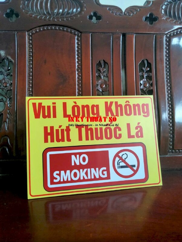 In biển No Smoking chữ A đặt bàn Vui Lòng Không Hút Thuốc Lá, standee PP bồi formex - INKTS2005