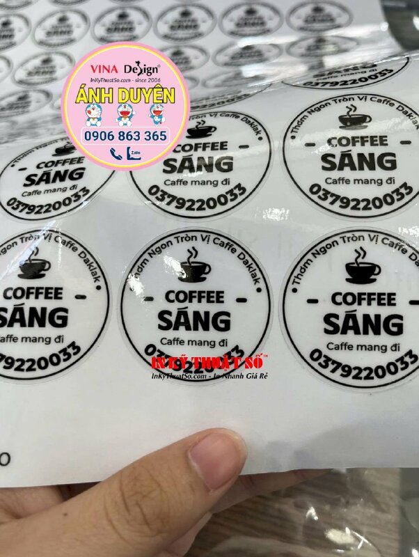 In Decal nhựa trong suốt logo quán coffee take away Daklak dán ly caffe mang đi - INKTS1964