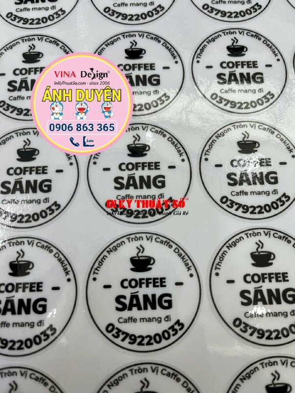 In Decal nhựa trong suốt logo quán coffee take away Daklak dán ly caffe mang đi - INKTS1964