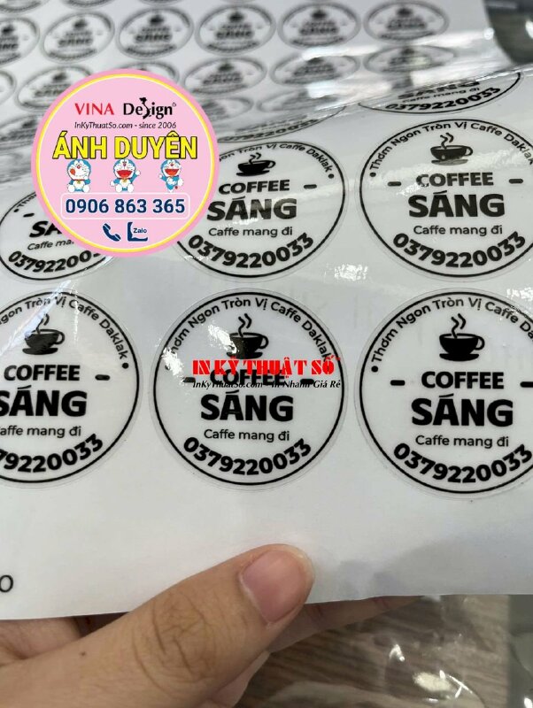 In Decal nhựa trong suốt logo quán coffee take away Daklak dán ly caffe mang đi - INKTS1964