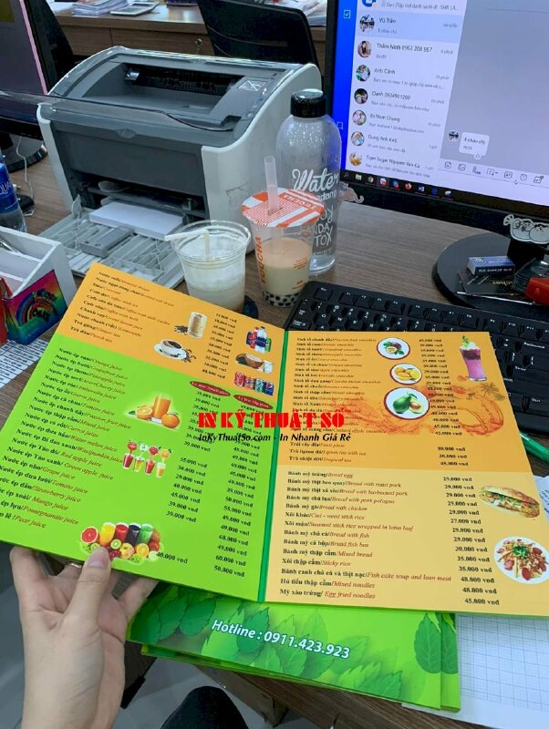 In menu dán gói cho quán nước ép trái cây sạch, thức ăn nhanh Fast Food, in menu Formex - INKTS1875