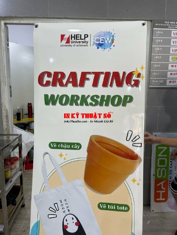 In poster nhanh cho sự kiện Crafting Workshop, lắp standee chân X khổ 60cm x 160cm - INKTS1857