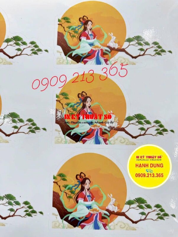 In sticker Trung thu chị Hằng thỏ Ngọc, Decal hình dán Hằng Nga chibi nhiều kích thước - INKTS1992