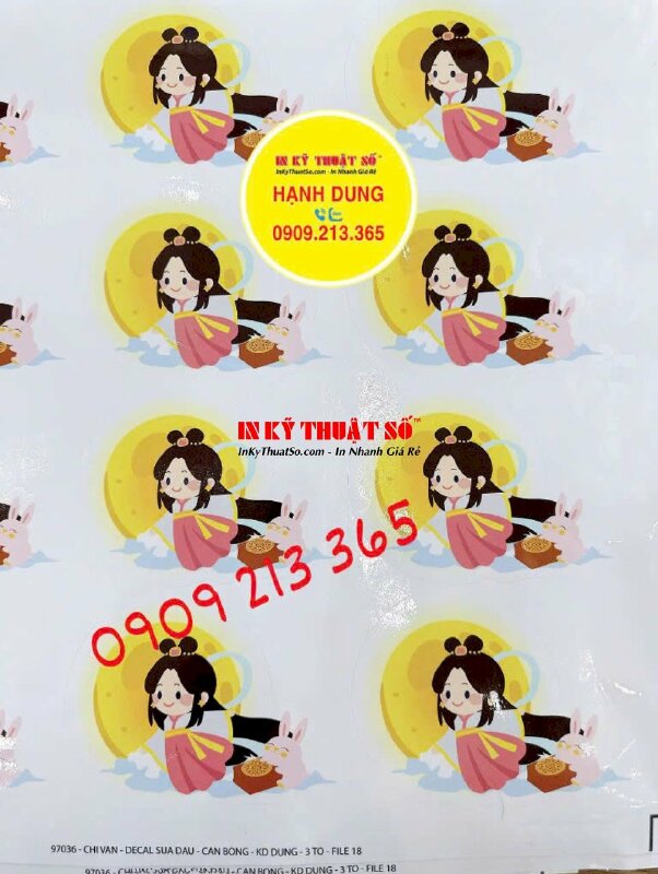 In sticker Trung thu chị Hằng thỏ Ngọc, Decal hình dán Hằng Nga chibi nhiều kích thước - INKTS1992