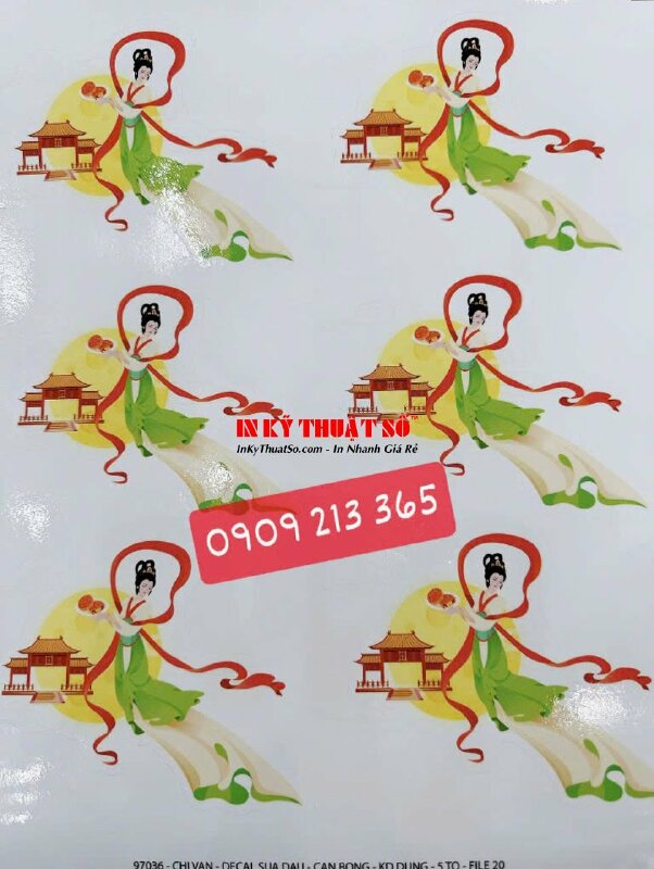 In sticker Trung thu chị Hằng thỏ Ngọc, Decal hình dán Hằng Nga chibi nhiều kích thước - INKTS1992