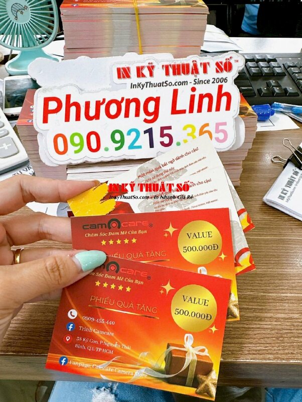 In Voucher số lượng lớn, in phiếu quà tặng giá trị 500.000đ cho trung tâm bảo dưỡng sữa chữa nâng cấp máy ảnh kỹ thuật số - INKTS1932