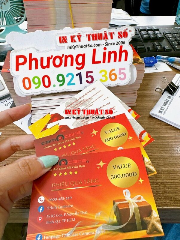 In Voucher số lượng lớn, in phiếu quà tặng giá trị 500.000đ cho trung tâm bảo dưỡng sữa chữa nâng cấp máy ảnh kỹ thuật số - INKTS1932