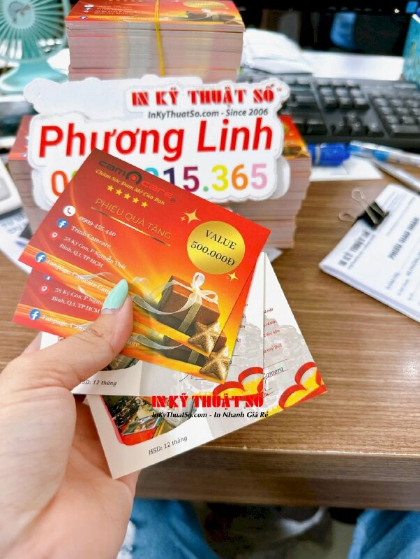 In Voucher số lượng lớn, in phiếu quà tặng giá trị 500.000đ cho trung tâm bảo dưỡng sữa chữa nâng cấp máy ảnh kỹ thuật số - INKTS1932