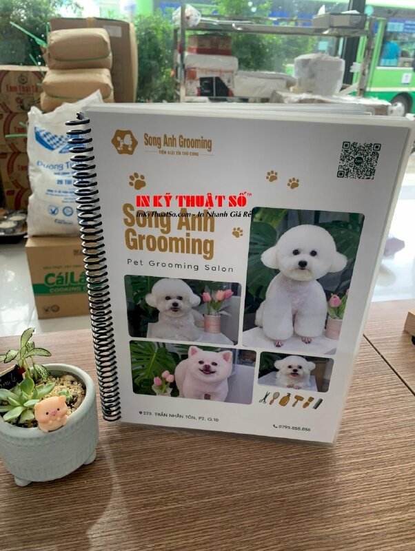 Làm menu plastic đóng cuốn lò xo A4 dịch vụ cho Pet Grooming Salon - INKTS1869