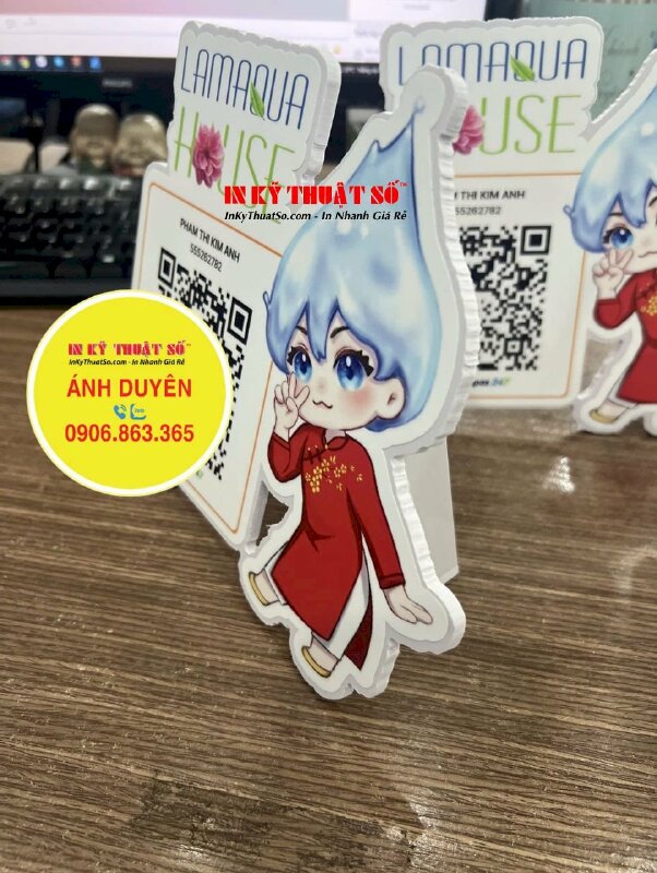 Mô hình Standee Format Chibi Mascot linh vật nhãn hàng nước uống tinh khiết kèm mã QR Code thanh toán - INKTS1372