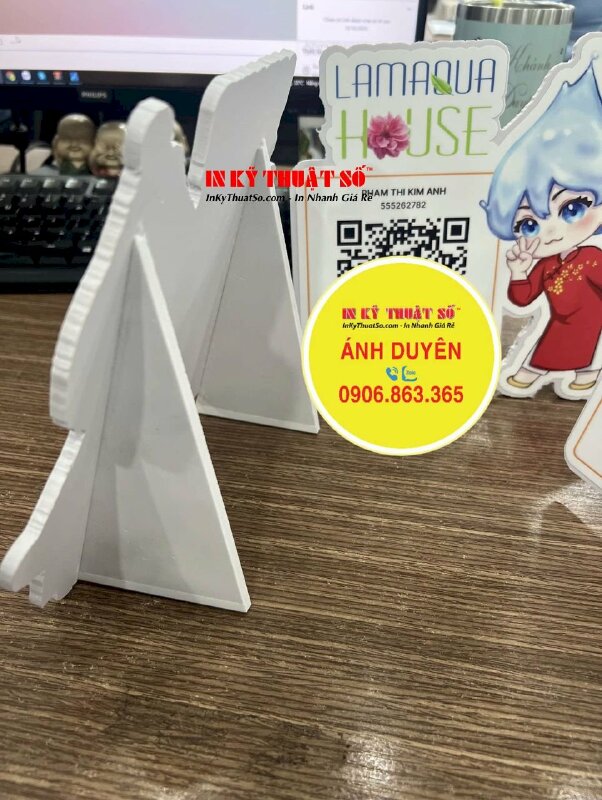 Mô hình Standee Format Chibi Mascot linh vật nhãn hàng nước uống tinh khiết kèm mã QR Code thanh toán - INKTS1372